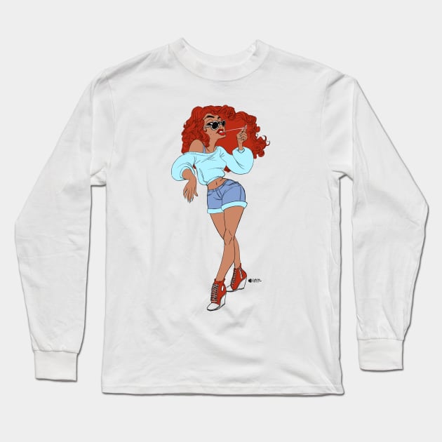 Sassy Long Sleeve T-Shirt by cseguritanart